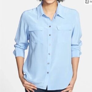Vince Camuto blue button down blouse